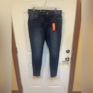 KUT From the Kloth High Rise Straight Leg Skinny Jeans | Dark Wash Stretch Denim